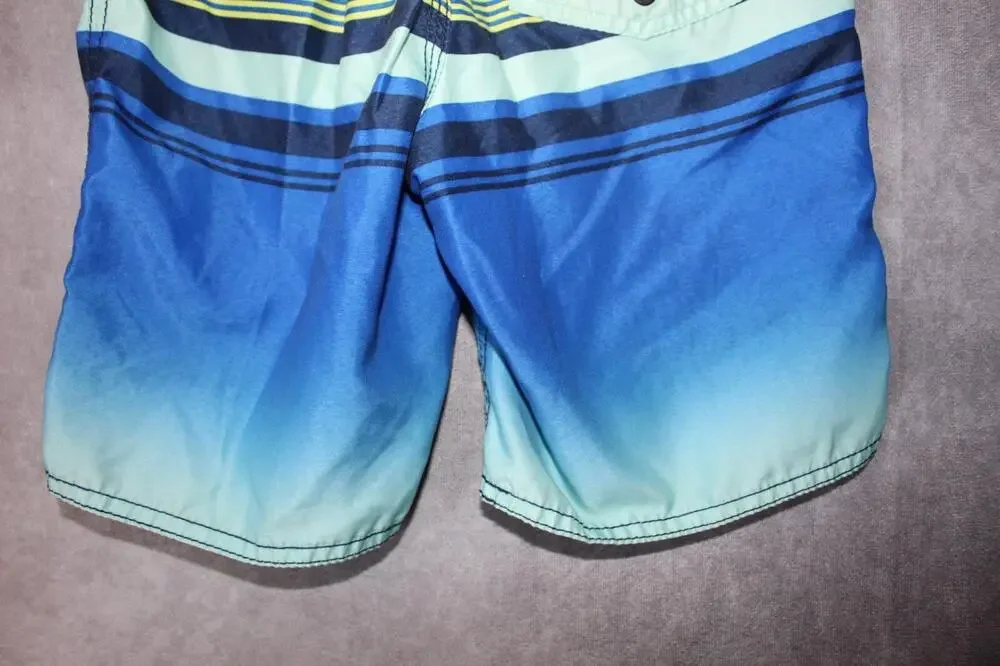 Old Navy Swim Shorts Boys S Blue Striped Elastic Waist Drawstring Polyester